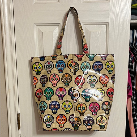 Consuela Vibrant Skull Pattern Tote - Picture 2 of 10
